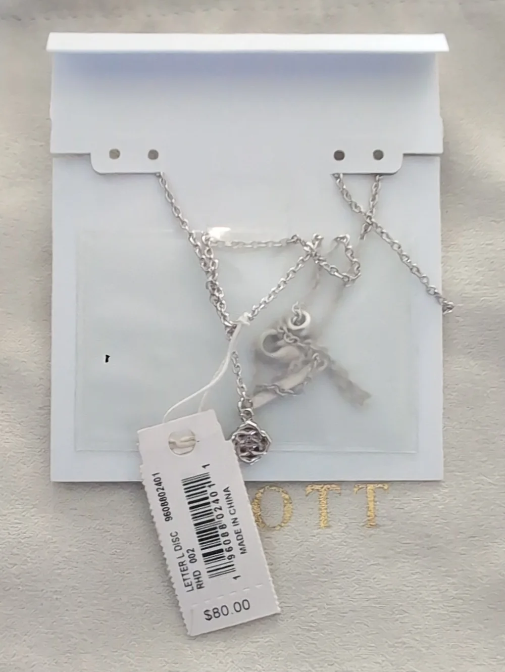 Kendra Scott Silver Necklace with Gray Initial 'L' Pendant